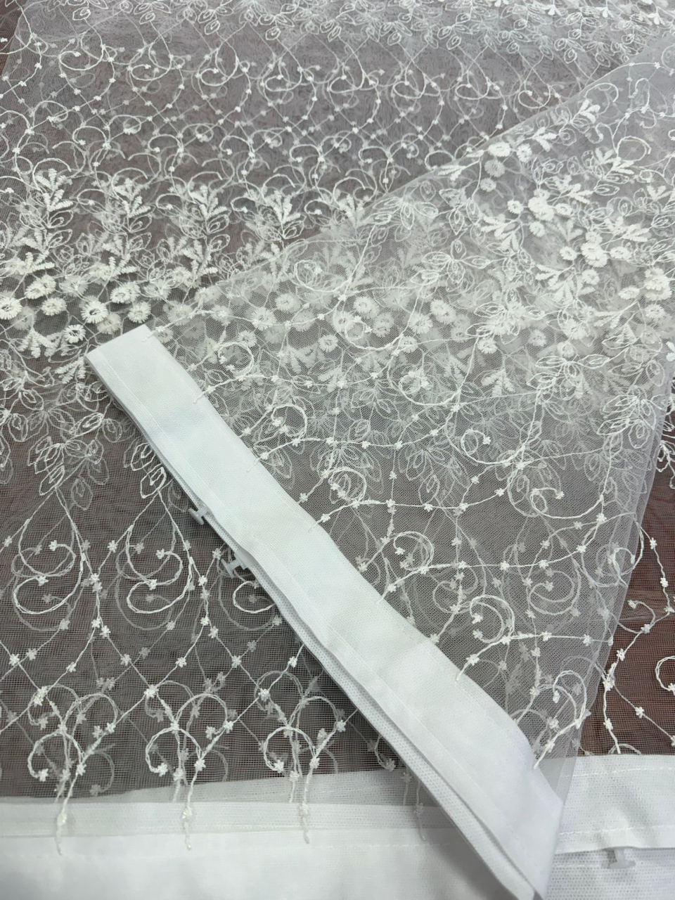 Perdea Tulle cu Broderie Ivoar  Model Floricele - Cu Tiv si Rejansa - 3M x 2.5 h [3]