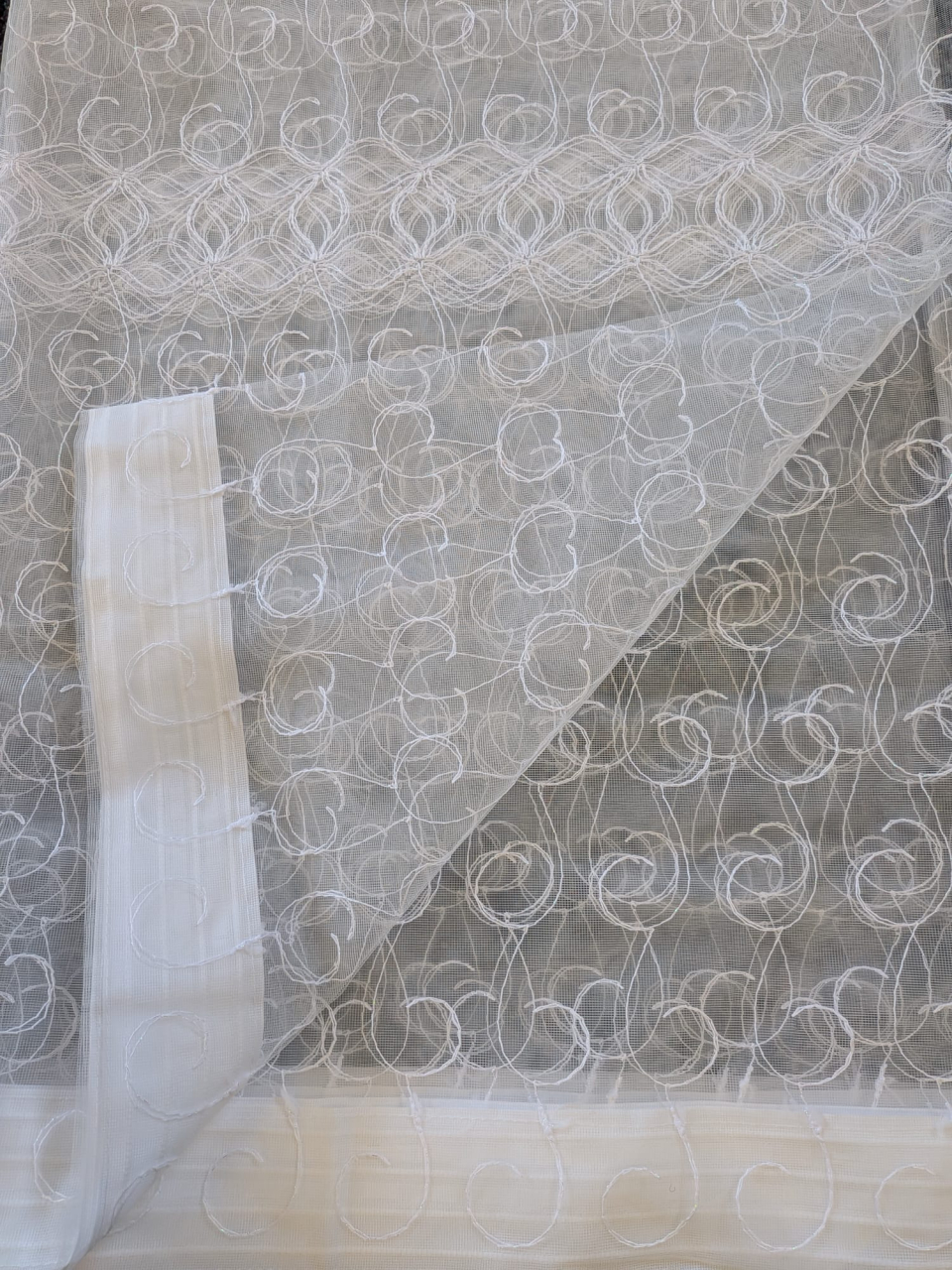 Perdea Tulle cu Broderie Alba- Model ROYAL - Cu Tiv si Rejansa - 4M x 2.5h [2]