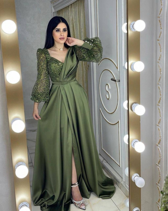 Rochie eleganta lunga Kary, Verde Smarald H4kGvF [2]