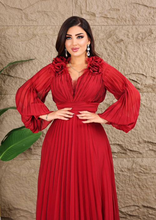 Rochie eleganta Luxsya H4kGvF, cu pliuri si flori [2]