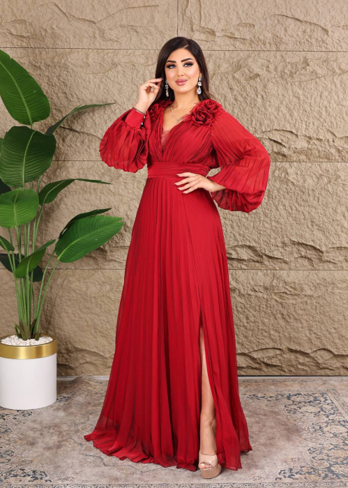 Rochie eleganta Luxsya H4kGvF, cu pliuri si flori [4]