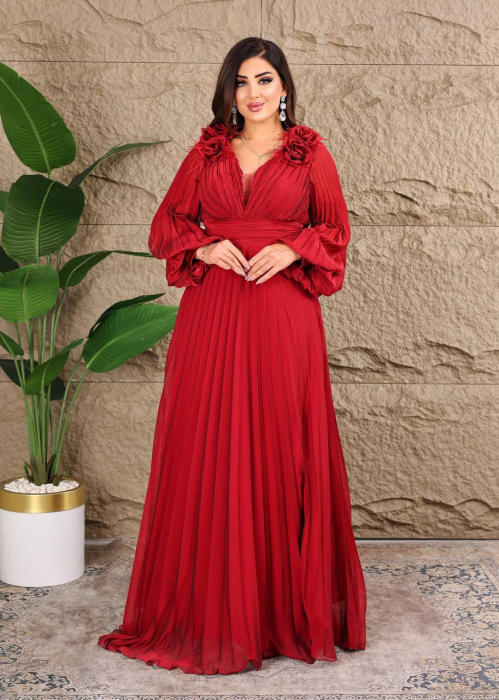 Rochie eleganta Luxsya H4kGvF, cu pliuri si flori [5]