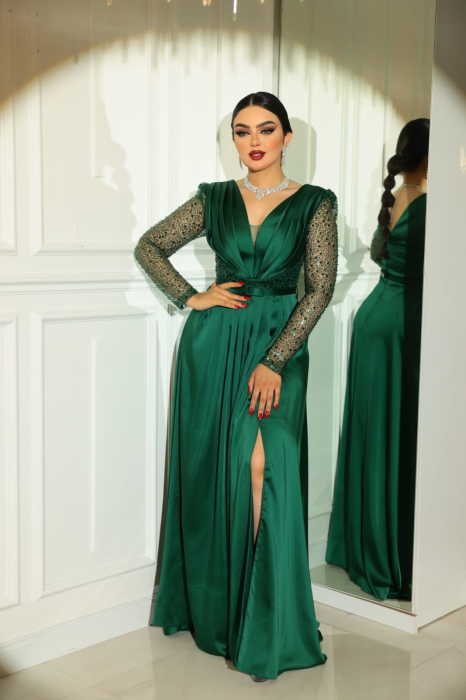 Rochie eleganta Verde Miry FloraGvF, din satin [1]