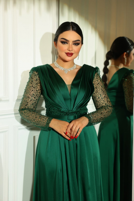 Rochie eleganta Verde Miry FloraGvF, din satin [2]