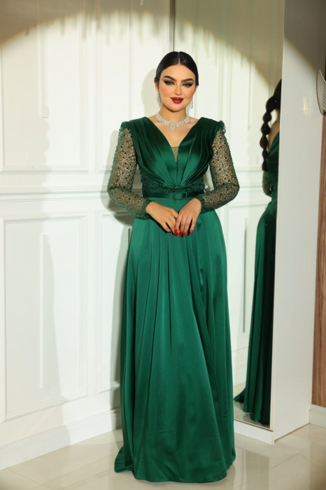 Rochie eleganta Verde Miry FloraGvF, din satin [4]