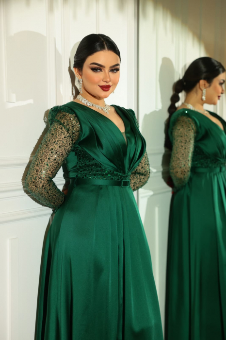 Rochie eleganta Verde Miry FloraGvF, din satin [3]