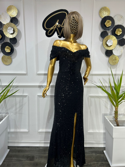 Rochie lunga eleganta, Neagra RelykGvF, din paiete [3]