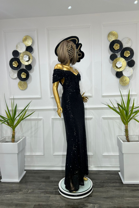 Rochie lunga eleganta, Neagra RelykGvF, din paiete [4]