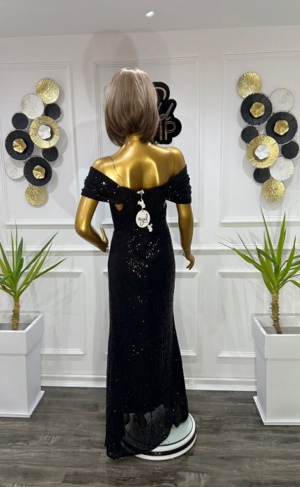 Rochie lunga eleganta, Neagra RelykGvF, din paiete [5]