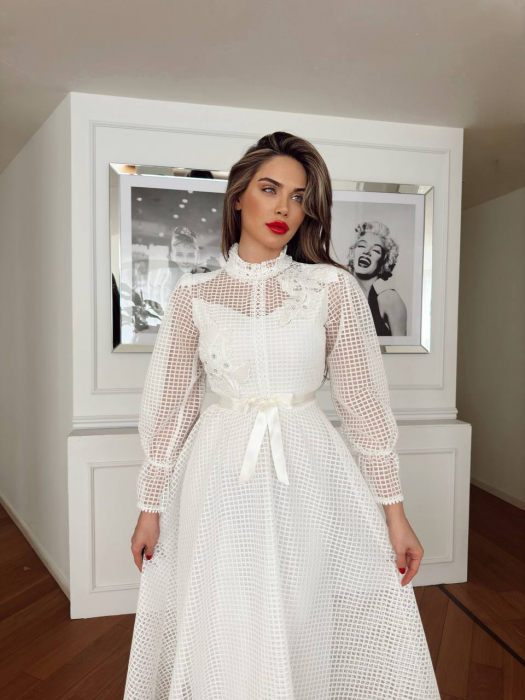 Rochie midi Alba cu model perforat Nicolla NepaGvF [1]