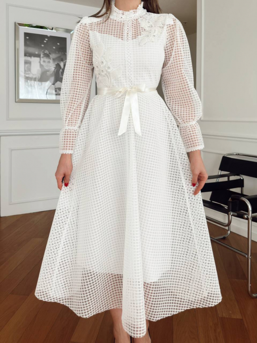 Rochie midi Alba cu model perforat Nicolla NepaGvF [4]