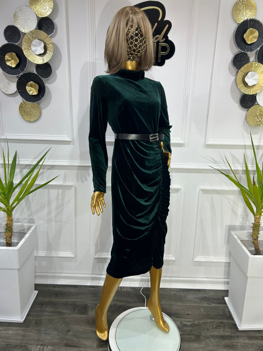 Rochie midi din catifea MidinaGvF, Verde [6]