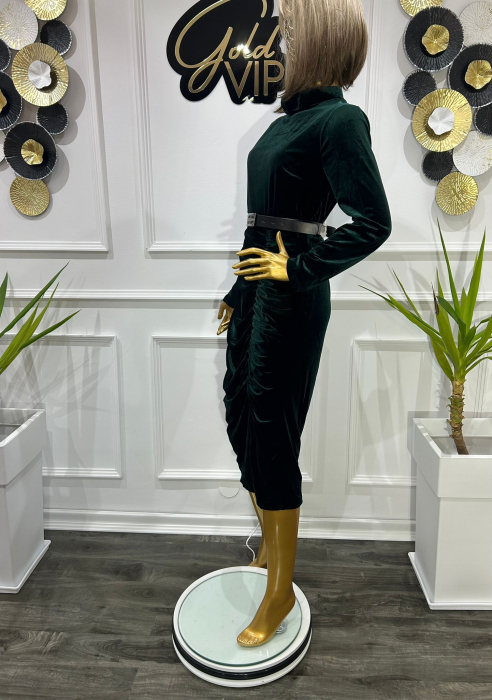 Rochie midi din catifea MidinaGvF, Verde [3]