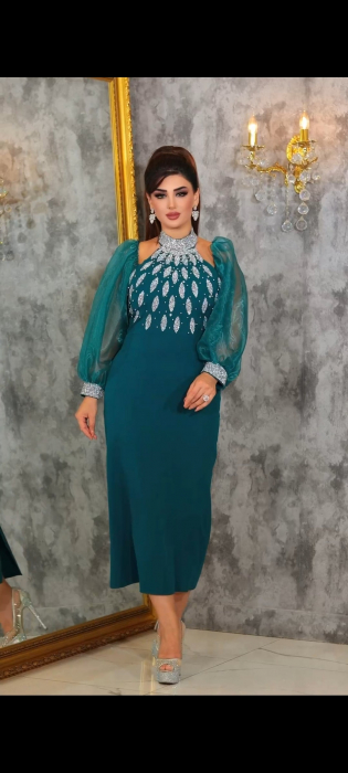 Rochie midi eleganta ZirkaGvF, cu umerii goi si strasuri [1]