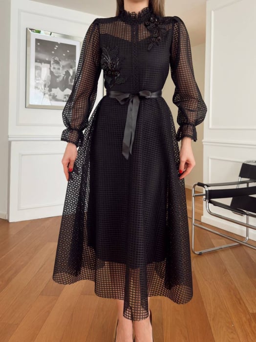 Rochie midi Neagra cu model perforat Nicolla NepaGvF [2]