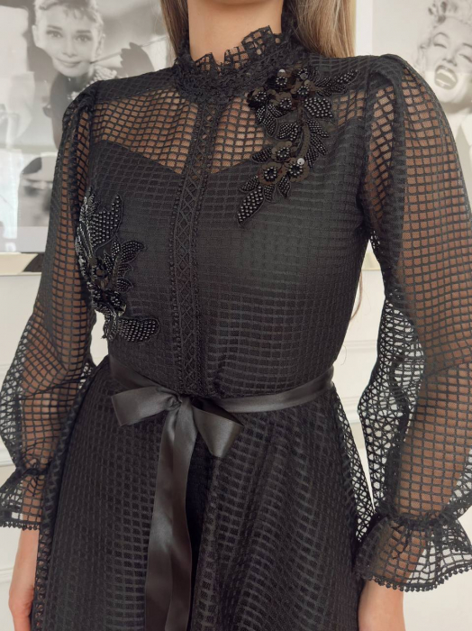 Rochie midi Neagra cu model perforat Nicolla NepaGvF [4]