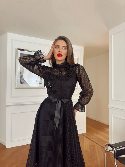 Rochie midi Neagra cu model perforat Nicolla NepaGvF [1]