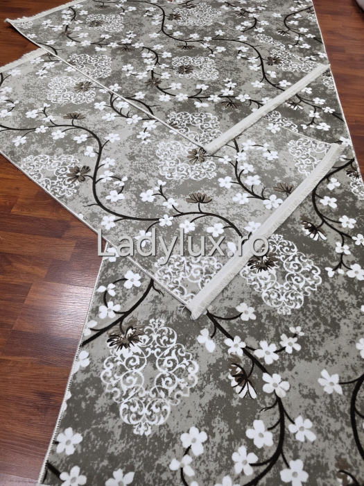 Set 3 Traverse Antiderapante – 75×250 cm + 2×75×130 cm Model Flori Crem [3]