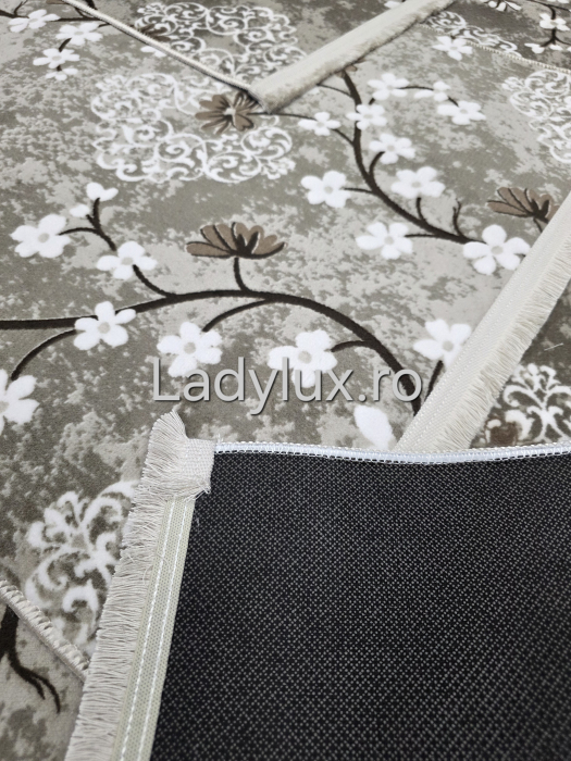 Set 3 Traverse Antiderapante – 75×250 cm + 2×75×130 cm Model Flori Crem [2]