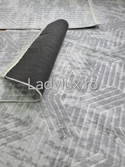 Set covoare antiderapante in nuante de Gri gofrat– 1 covor mare(140X200CM) + 2 pui(60X100)-C1352 [3]