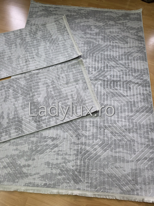 Set covoare antiderapante in nuante de Gri gofrat– 1 covor mare(140X200CM) + 2 pui(60X100)-C1352 [4]
