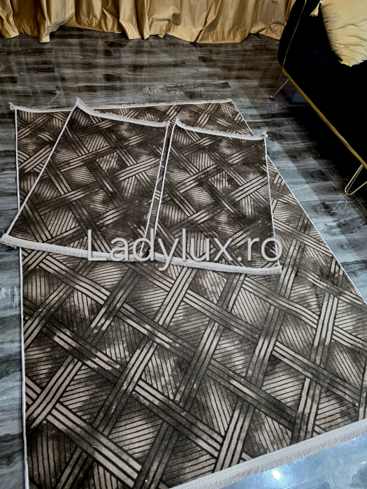 Set covoare antiderapante Maro stil parchet 2 – 1 covor mare(140X200CM) + 2 pui(60X100)-C1419 [4]