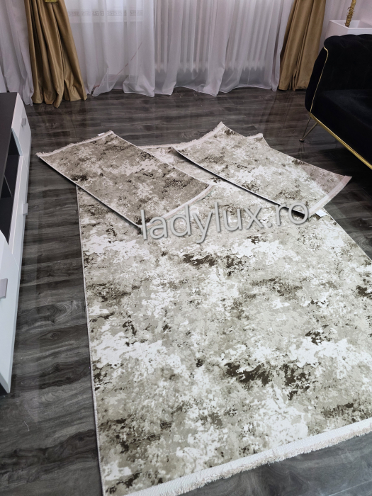 Set covoare antiderapante in nuante de Maro  – 1 covor mare(140X200CM) + 2 pui(60X100)-C1403 [2]