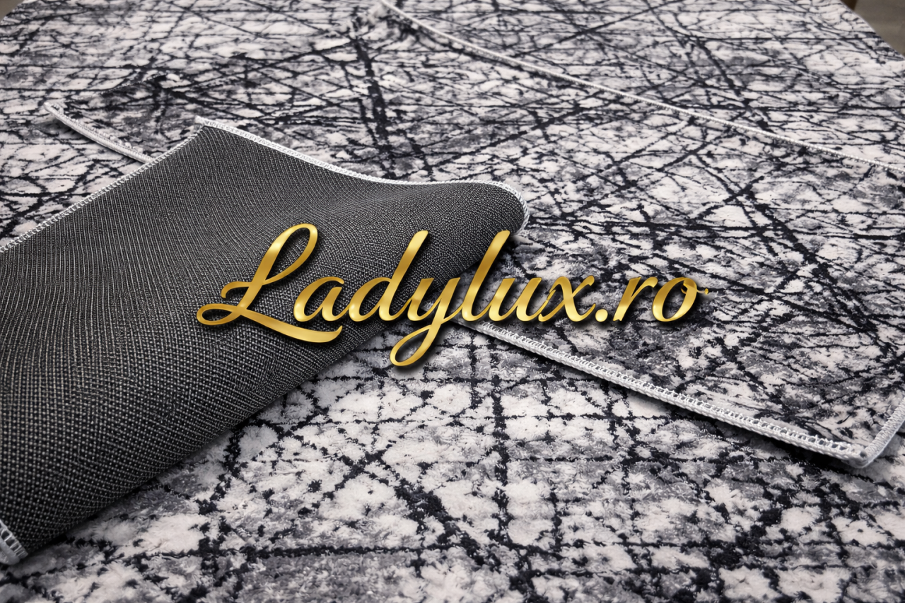 Set Covor cu Pui Model Marmorat Gri   1x 140x200 cm  + 2x 60x100 cm [3]