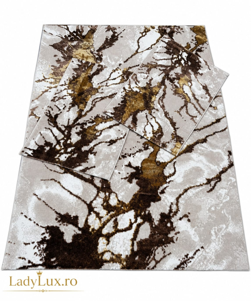 Set Covor cu Pui  Abstract Model Cameleon 1x 140x190 cm  + 2x 60x90 cm PLS 322 [2]