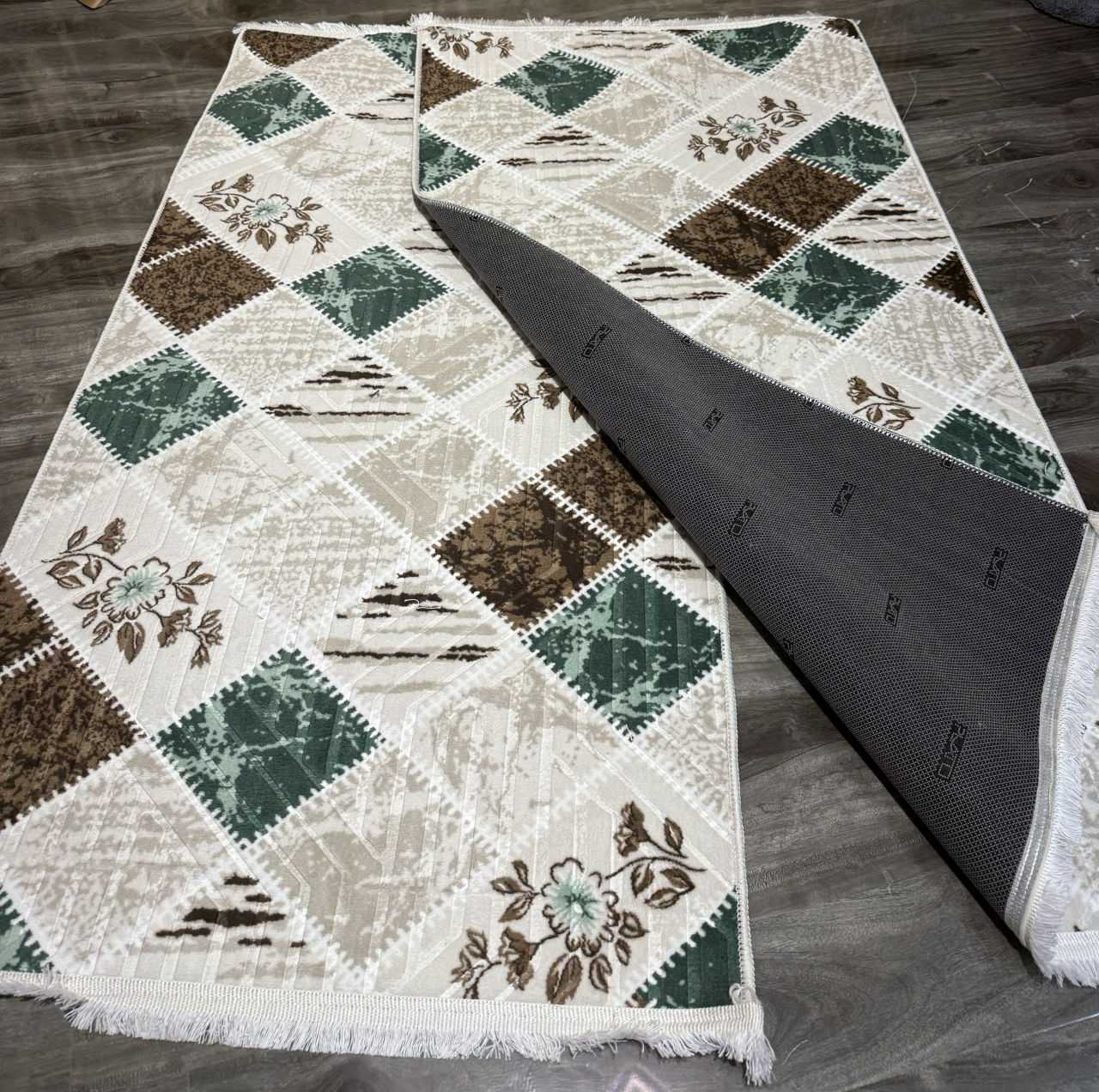 Set Doua Traverse Antiderapante Model Romb Verde 75x140 cm [3]