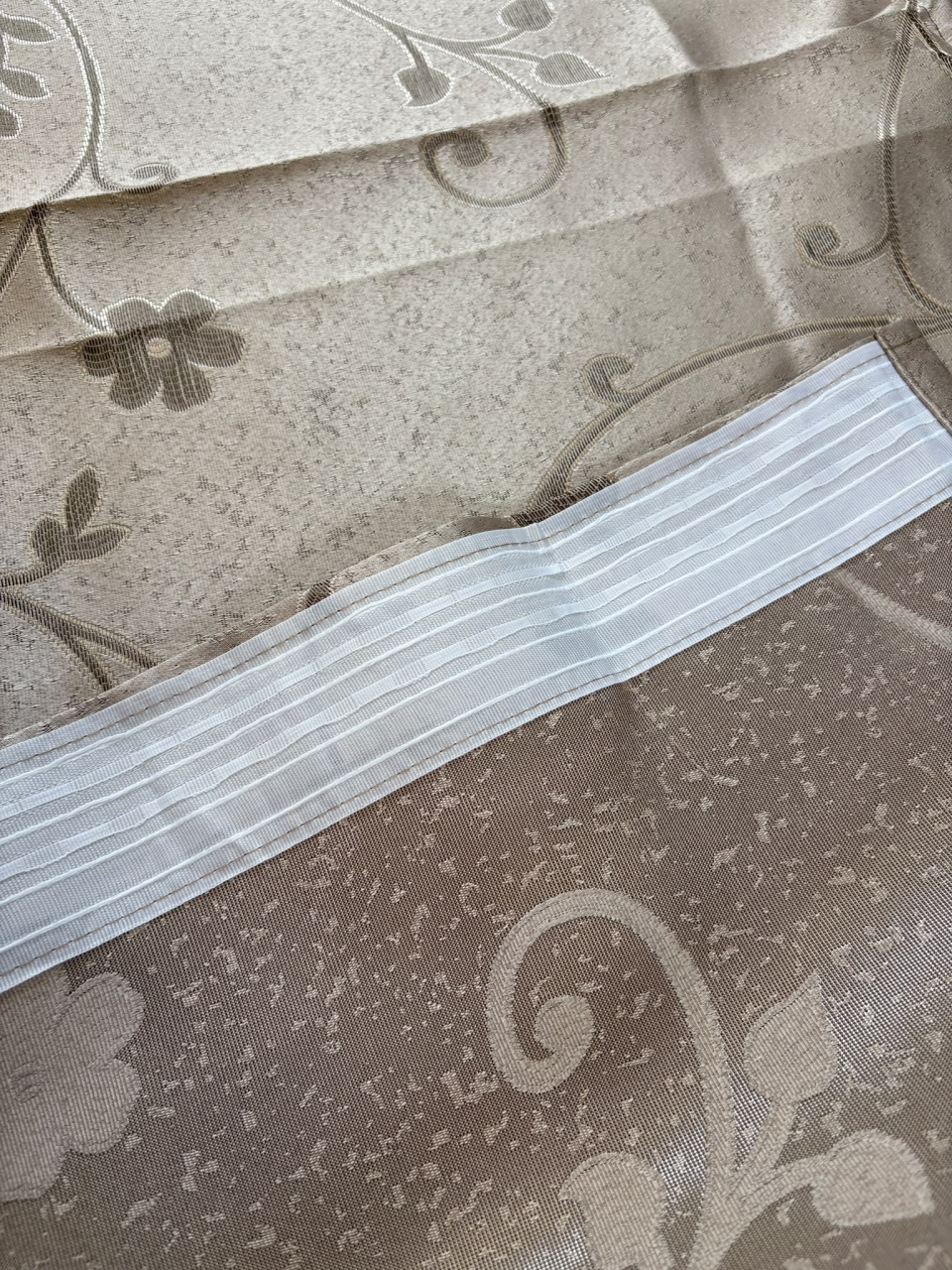 Set Draperii CAFE LATTE Model Floricele  Gata Cusute cu Tiv si Rejansă, 3M x 2.5 [3]