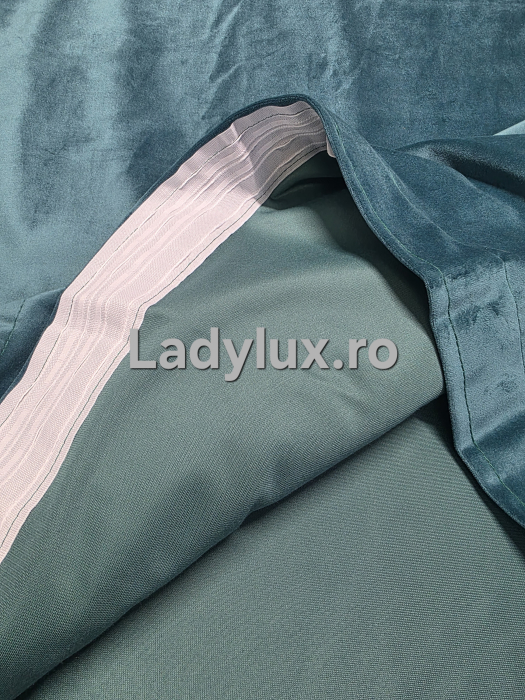 Set Draperii Catifea Simpla Turcoaz  -3M x 2.5h Cu Tiv și Rejansă [4]