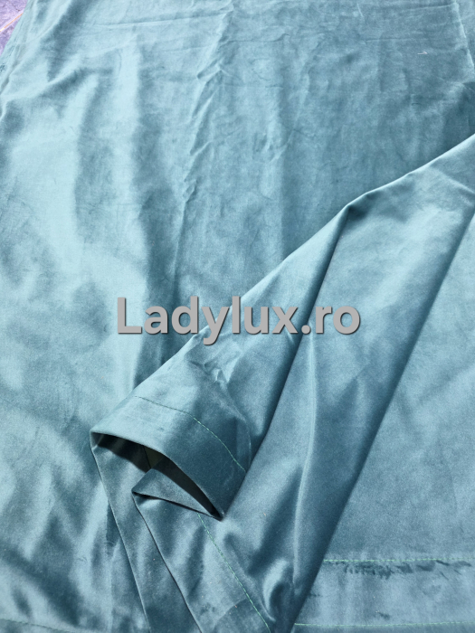 Set Draperii Catifea Simpla Turcoaz  -3M x 2.5h Cu Tiv și Rejansă [3]