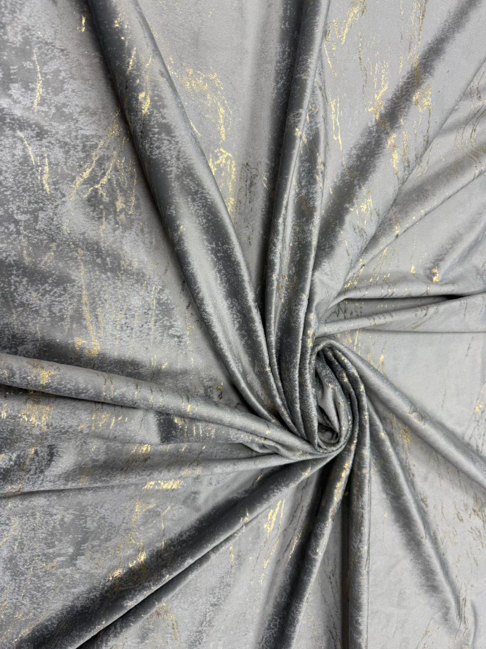 Set Draperii Catifea Gri cu Insertii Aurii  Cu Tiv și Rejansă 3M-2.7h [2]