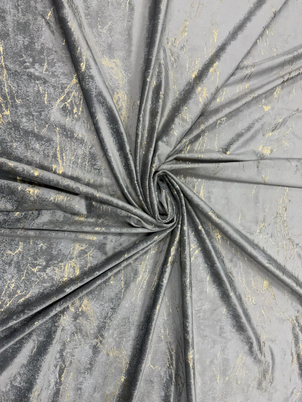 Set Draperii Catifea Gri cu Insertii Aurii  Cu Tiv și Rejansă 3M-2.7h [4]