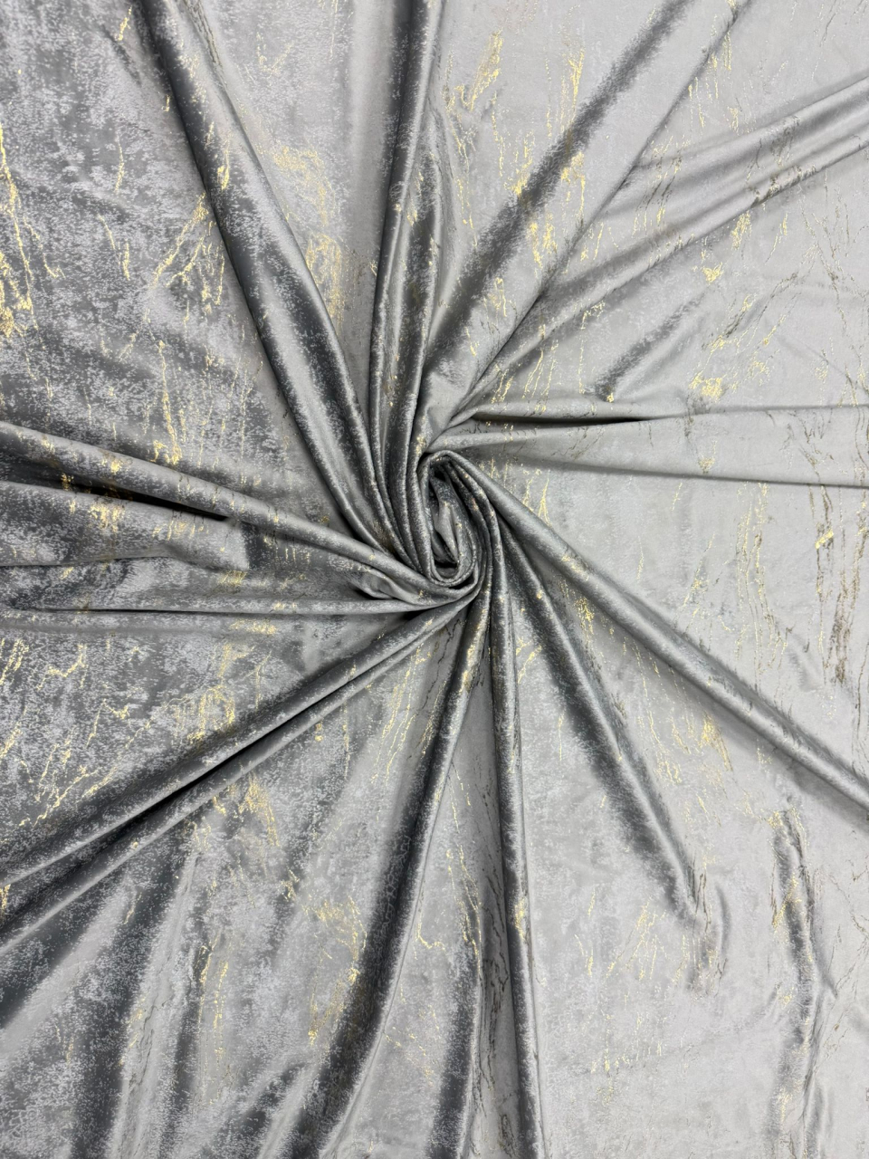 Set Draperii Catifea Gri cu Insertii Aurii  Cu Tiv și Rejansă 3M-2.7h [3]