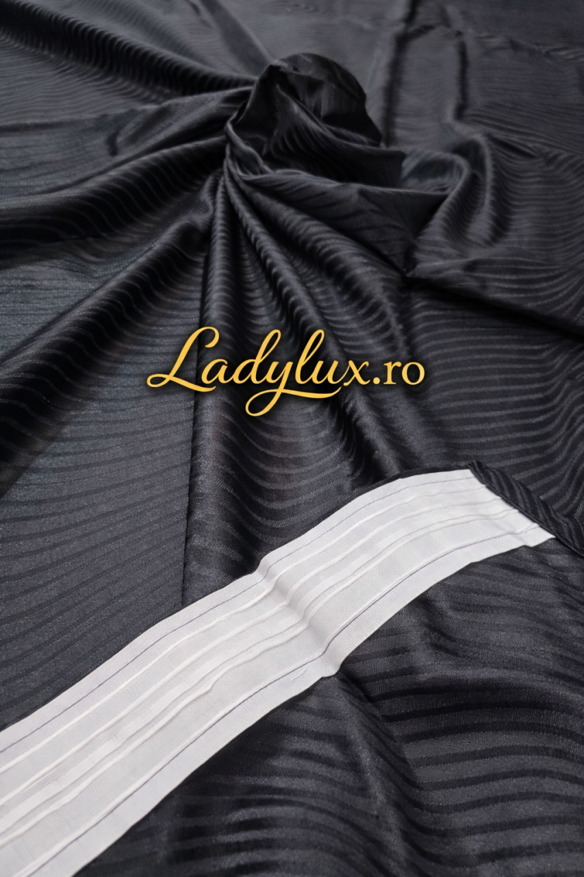 Set Draperii RS Negre Model Striat - 3M x 2.7h Cu Tiv si Rejansă [2]