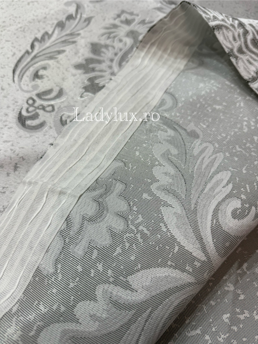 Draperii Gata Cusute cu Rejansă, 3M – 2 Bucăți, de 150cm cu 250 cm inaltime – Model Baroc Silver C1778 [3]
