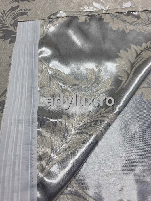 Set Draperii Gata Cusute cu Tiv si Rejansă, 3M –  Model Baroc Silver Blackout [2]