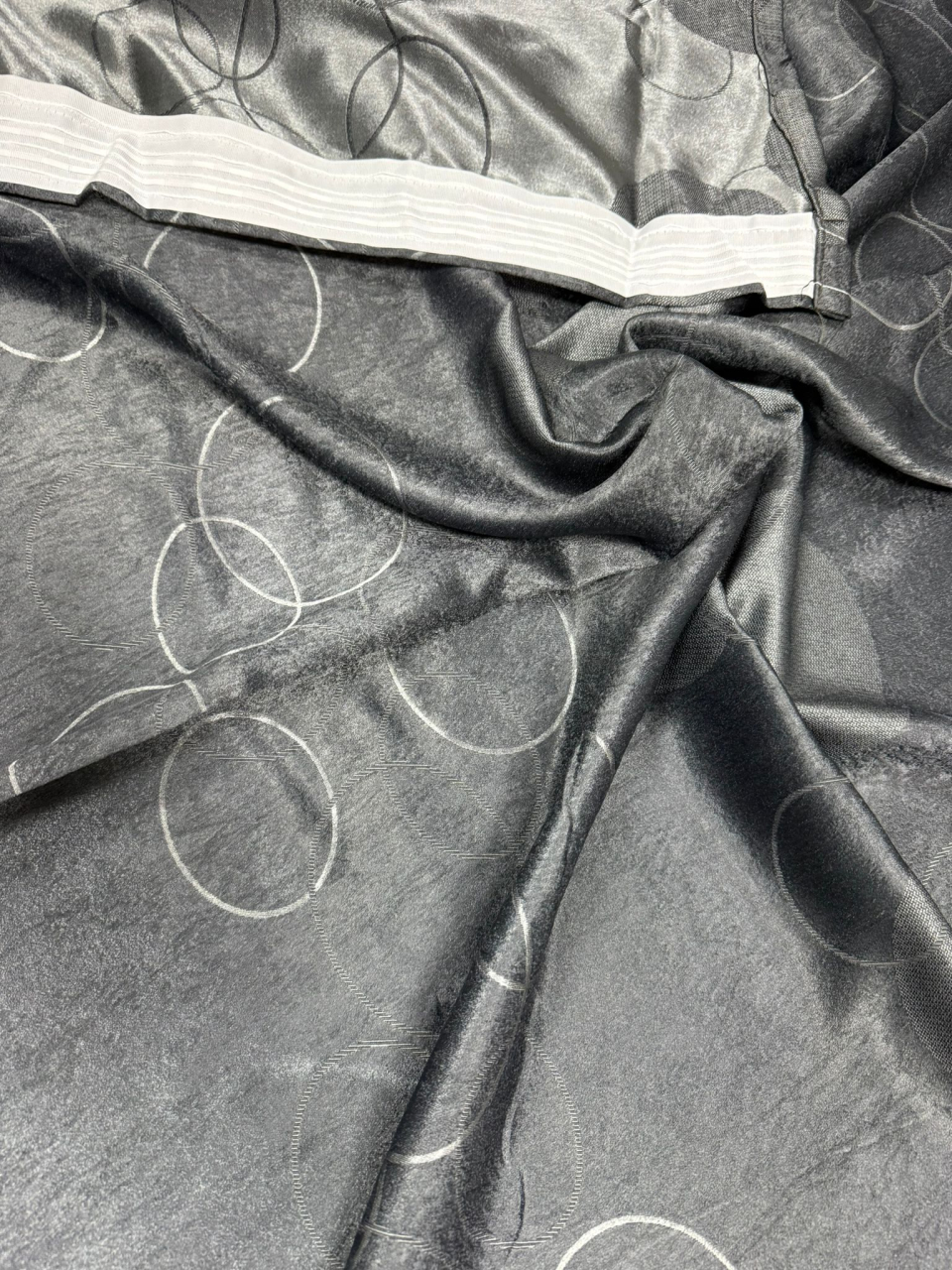 Set Draperii Gri Gata Cusute cu Tiv si Rejansă, 3M x2.7h - Model Cercuri Blackout [3]