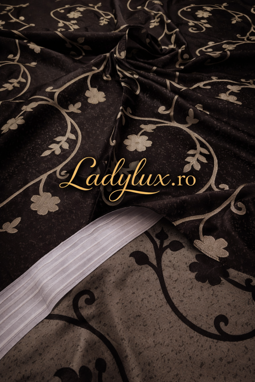 Set Draperii Model Floral Maro-Brawn Cu Tiv si Rejansa 3M-2.7h [2]