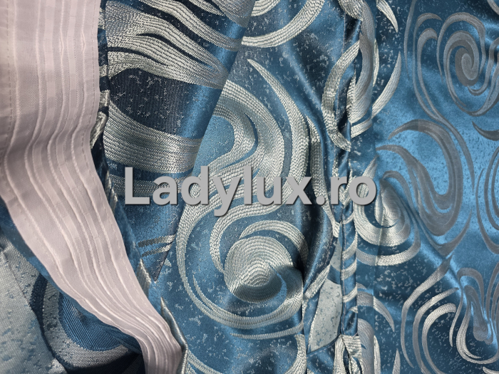 Set Draperii Gata Cusute cu Tiv si Rejansă, 3M –  Model Vartej Turcoaz [3]