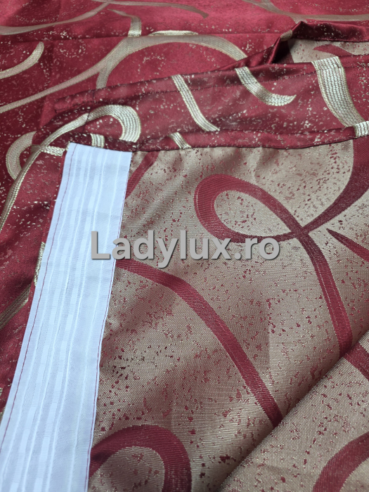 Set Draperii Gata Cusute cu Tiv si Rejansă, 3M –  Model Semnatura Rosu [3]