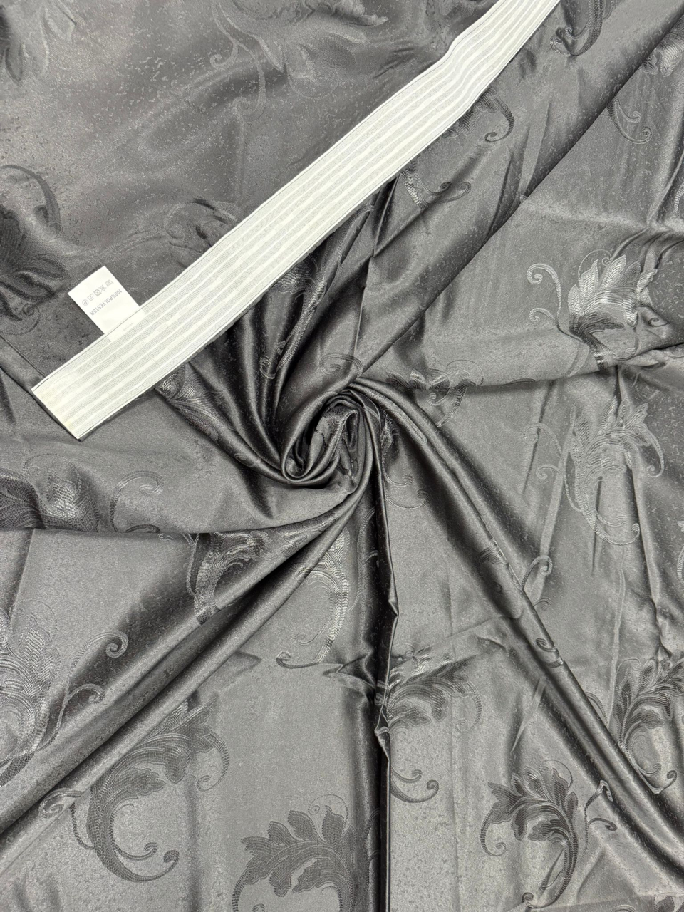 Set Draperii Gri Antracit Gata Cusute cu Tiv si Rejansă, 3M x 2.7 h Model Frunza [2]