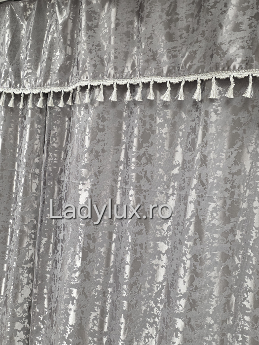 Set Draperii Jacquard cu Ciucuri Decorativi 3M x 2.8H– Eleganță și Strălucire pentru Orice Interior - Gri Antracit [1]