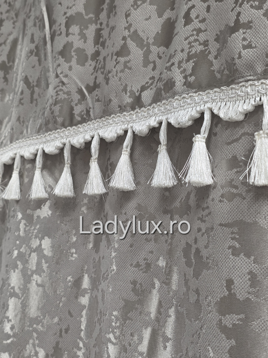 Set Draperii Jacquard cu Ciucuri Decorativi 3M x 2.8H– Eleganță și Strălucire pentru Orice Interior - Gri Argintiu [4]
