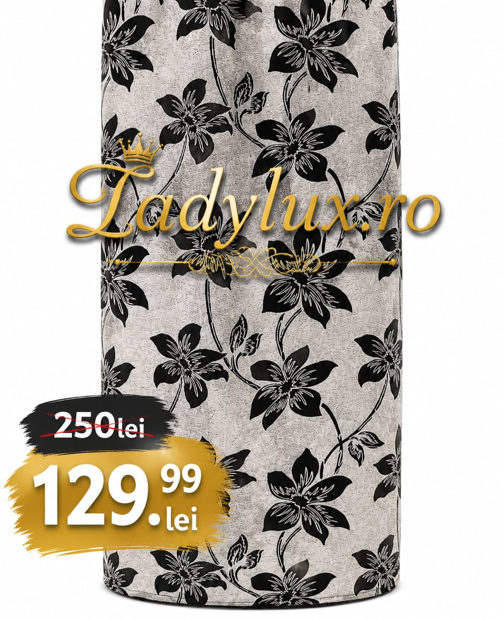 Set Draperii Model Flori de Tei Gri+Negru Cu Tiv si Rejansa 3M-2.6 [2]