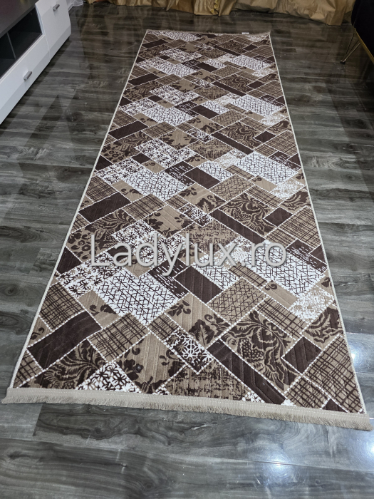 Traversa antiderapanta 1x3 M, model Amandin, in nuante de Maro [3]