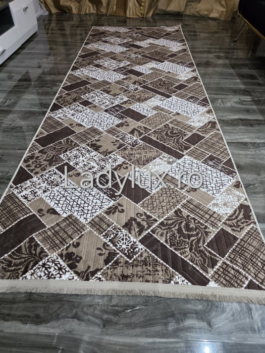 Traversa antiderapanta 1x3 M, model Amandin, in nuante de Maro [2]