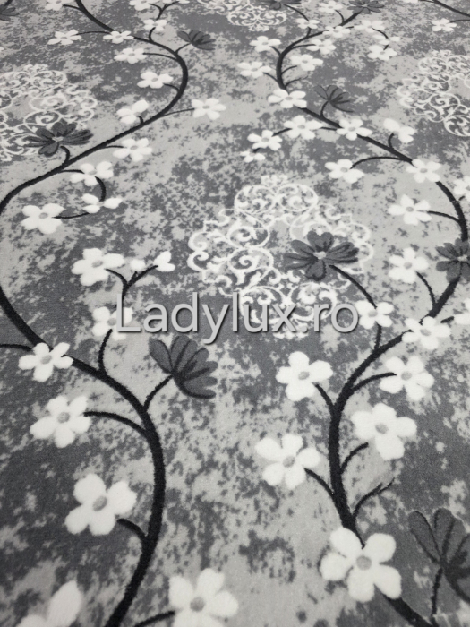 Traversa antiderapanta 1x5 M, model Floral Gri [2]